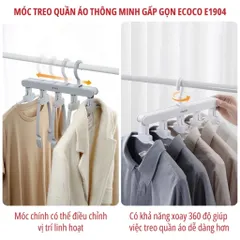 [THANH LÝ] Móc Treo Quần Áo Thông Minh Gấp Gọn Ecoco E1904 5 Trong 1 Hàng Mới 100% - Màu Trắng Chính Hãng 813819