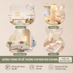 Gương Trang Trí Treo Tường Hình Thú Cưng Cute, Gương Decor Phòng Ngủ Cho Bé, Gương Soi Hình Động Vật Đáng Yêu