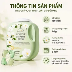 Viên Giặt Xả Cao Cấp Xun Qiao Monet Garden Hương Hoa Sơn Trà 168 Viên - Công Nghệ 5in1 Lưu Hương Lâu, Làm Sạch Sâu