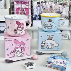 [Mã M08] Cốc Sứ Kèm Thìa Sanrio Siêu Cute - Ly Sứ 340ml Hình Hello Kitty, Kuromi, My Melody, Cinnamoroll Làm Quà Tặng 813858