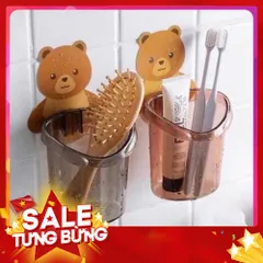Cốc đựng bàn chải hình gấu kèm miếng dán 813886