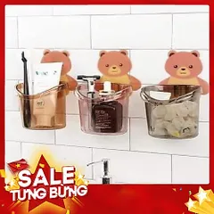 Cốc đựng bàn chải hình gấu kèm miếng dán 813886