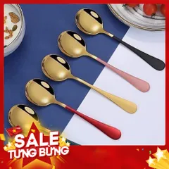 Sét 10 thìa vàng cán màu chất liệu inox siêu xịn, thiết kế tròn phù hợp với trẻ em người lớn 813901