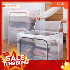 Hộp Vải Đựng Quần Áo Chăn Màn Trong Suốt 66L  Khung Thép Chịu Lực, Gọn Gàng, Chống Ẩm 813948