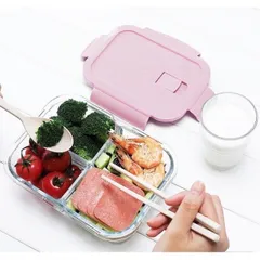 Thố Thuỷ Tinh 2 Ngăn, 3 Ngăn Tiện Dụng - Tặng Kèm Đũa, Thìa 813975