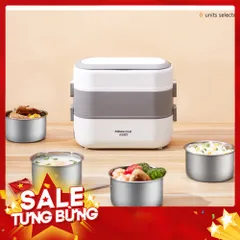 Hộp cơm cắm điện văn phòng 2 tầng 4 bát inox có chức năng giữ nhiệt 813980