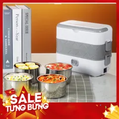 Hộp cơm cắm điện văn phòng 2 tầng 4 bát inox có chức năng giữ nhiệt 813980