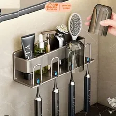 Giá Treo Bàn Chải Đánh Răng Kèm Cốc KYTA - Kệ Đa Năng Chất Liệu Nhôm Cao Cấp Chống Han Gỉ 814016
