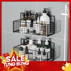 Kệ Đựng Đồ Nhà Tắm Dán Tường Hình Chữ Nhật , Kệ Nhà Tắm, Kệ Thép Sơn Tĩnh Điện Cao Cấp Không Rỉ Siêu Chắc Kèm Miếng Dán 814012