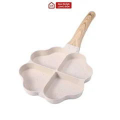 Chảo chống dính 4 ngăn khoanh trái tim màu trắng dùng được bếp từ 814031