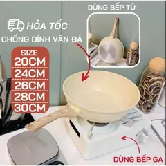 Chảo Chống Dính Vân Đá Màu Kem 24cm - Dùng Cho Bếp Từ, Tiện Lợi Cho Mọi Món Xào 814068