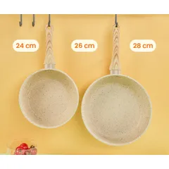 Chảo Chống Dính Bếp Từ Vân Đá Cạn Lòng 20/24/26/28cm - Chảo Dùng Mọi Loại Bếp 814070