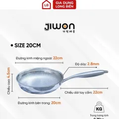 Chảo Inox Nguyên Khối 5 Lớp Jiwon - Chống Dính Vân Tổ Ong, Siêu Bền, Dùng Cho Mọi Loại Bếp 814120