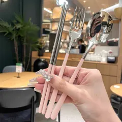 Bộ Thìa Dĩa Đũa Inox Cá Nhân Văn Phòng Học Sinh Cao Cấp Kèm Hộp Đựng Gắn Nơ Gương Sang Chảnh, Tiện Lợi Mang Đi Làm 814129