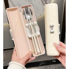 Bộ Thìa Dĩa Đũa Inox Cá Nhân Văn Phòng Học Sinh Cao Cấp Kèm Hộp Đựng Gắn Nơ Gương Sang Chảnh, Tiện Lợi Mang Đi Làm 814129