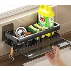 Giá Để Đồ Bồn Rửa Bát Dán Tường Kèm Móc Treo 30cm - Tiện Lợi Cho Nhà Bếp 814145