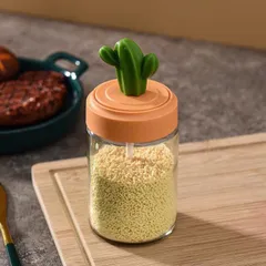 Hũ Đựng Gia Vị Thủy Thủy Tinh Hình Xương Rồng Kèm Thìa, Bộ 4 Lọ Đựng Gia Vị Có Khay Cầm Tiện Lợi Decor Nhà Bếp 814163