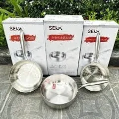 Chảo Tuyết Inox 5 Lớp Nguyên Khối Chống Dính SEKA Tặng Kèm Vỉ - Chảo Sâu Lòng Inox 304, Phù Hợp Mọi Loại Bếp 814196
