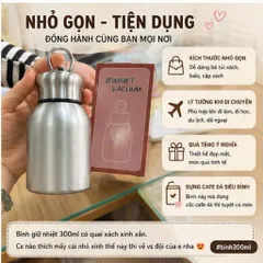 Bình Giữ Nhiệt Mini 300ml Inox 304 Cao Cấp Có Quai Xách Tiện Lợi Bình Nước Giữ Nhiệt Giữ Nóng Lạnh Cực Tốt Cho Văn Phòng 814233
