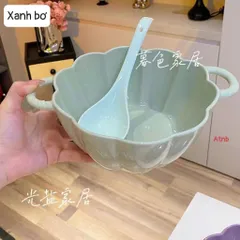 Bát Gốm Sứ Hình Quả Bí Ngô Có Tay Cầm, Tô Đựng Thức Ăn Bát Súp Có Tai kèm thìa Dùng Được Trong Lò Vi Sóng 814240
