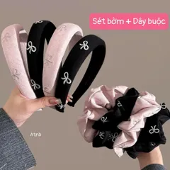 Set Bờm + Dây Buộc Tóc Đính Nơ - Phụ Kiện Tóc Xinh Xắn, Thời Trang 814241