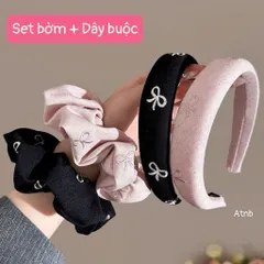 Set Bờm + Dây Buộc Tóc Đính Nơ - Phụ Kiện Tóc Xinh Xắn, Thời Trang 814241