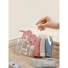 Bộ Chiết Mỹ Phẩm Du Lịch Silicon Cao Cấp - Sét Chai Lọ Chiết Dầu Gội Sữa Tắm Lotion Tiện Lợi Kháng Khuẩn Có Túi Zip 814245