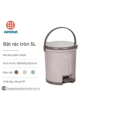 Thùng Rác Đạp Chân Dáng Tròn 10L Hokori Việt Nhật 8066 - Thùng Đựng Rác Nhựa Có Nắp Đậy Kín Khử Mùi Phòng Khách 814251