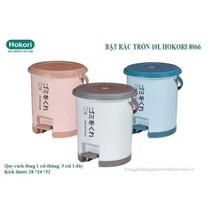 Thùng Rác Đạp Chân Dáng Tròn 10L Hokori Việt Nhật 8066 - Thùng Đựng Rác Nhựa Có Nắp Đậy Kín Khử Mùi Phòng Khách 814251