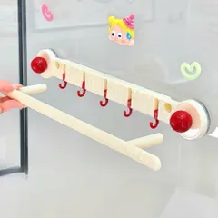 Giá Treo Khăn Nhà Tắm Hút Chân Không 42cm Kèm 6 Móc Treo Chữ U – Kệ Treo Khăn Dán Tường Không Khoa 814262