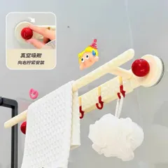 Giá Treo Khăn Nhà Tắm Hút Chân Không 42cm Kèm 6 Móc Treo Chữ U – Kệ Treo Khăn Dán Tường Không Khoa 814262