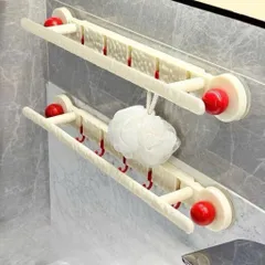 Giá Treo Khăn Nhà Tắm Hút Chân Không 42cm Kèm 6 Móc Treo Chữ U – Kệ Treo Khăn Dán Tường Không Khoa 814262