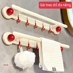 Giá Treo Khăn Nhà Tắm Hút Chân Không 42cm Kèm 6 Móc Treo Chữ U – Kệ Treo Khăn Dán Tường Không Khoa 814262
