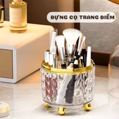 Ống Đựng Cọ Trang Điểm Xoay 360 Độ Có Nắp Đậy - Hộp Đựng Cọ Mỹ Phẩm Chống Bụi Decor Bàn Trang Điểm Sang Trọng 814282