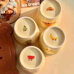 Sét 4 Cốc Sứ Decor Cao Cấp Hình Trái Cây & Croissant Dễ Thương - Ly Sứ Uống Nước, Trà, Cà Phê Hoạt Hình Vintage Đáng Yêu 814301