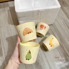 Sét 4 Cốc Sứ Decor Cao Cấp Hình Trái Cây & Croissant Dễ Thương - Ly Sứ Uống Nước, Trà, Cà Phê Hoạt Hình Vintage Đáng Yêu 814301