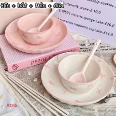Bộ 2 Bát Sứ Kèm Thìa Hình Nơ Đáng Yêu Cho Bé - Đồ Dùng Ăn Dặm 814305
