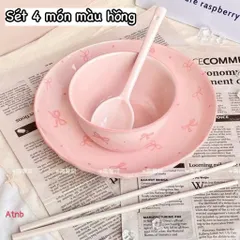 Bộ 2 Bát Sứ Kèm Thìa Hình Nơ Đáng Yêu Cho Bé - Đồ Dùng Ăn Dặm 814305
