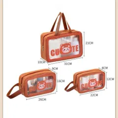 Set 3 Túi Đựng Mỹ Phẩm Trong Suốt Hình Gấu Cute – Túi Du Lịch, Túi Đựng Đồ Cá Nhân Tiện Lợi 814307