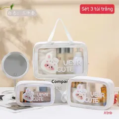 Set 3 Túi Đựng Mỹ Phẩm Trong Suốt Hình Gấu Cute – Túi Du Lịch, Túi Đựng Đồ Cá Nhân Tiện Lợi 814307