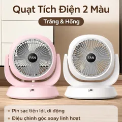 Quạt Tích Điện Mini 2 Màu (Trắng & Hồng) - Pin Sạc, Đa Năng, Xoay Linh Hoạt 814308