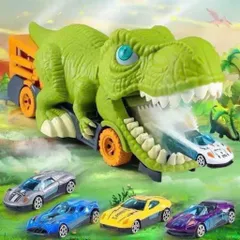 Đồ Chơi Xe Khủng Long Nuốt Ô Tô Con Cỡ Lớn Kèm 6 Xe Hợp Kim, Xe Tải Khủng Long Ăn Ô Tô Có Đường Trượt Vui Nhộn Cho Bé 814319