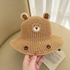 Mũ Cói Chống Nắng Hình Gấu Đáng Yêu Cho Bé - Dây Chống Gió - An Toàn và Thời Trang 814328