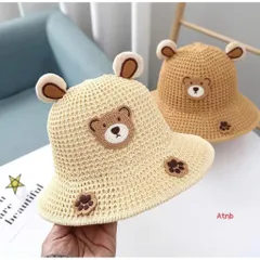 Mũ Cói Chống Nắng Hình Gấu Đáng Yêu Cho Bé - Dây Chống Gió - An Toàn và Thời Trang 814328