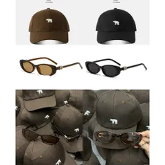 Combo Mũ Lưỡi Trai Thêu Gấu Trắng & Mắt Kính Nâu Vintage - Set Phụ Kiện Thời Trang Nam Nữ Phong Cách Hàn Quốc 814344