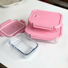 Set 3 Hộp Thủy Tinh Khóa Hộp Đựng Thực Phẩm Borosilicate Cao Cấp Chịu Nhiệt Lò Vi Sóng 410ml 680ml 1000ml Royal Design 814345