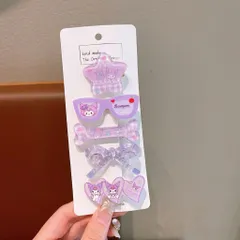 Set 5 Kẹp Tóc Cho Bé Gái Hello Kitty Kuromi Dễ Thương, Combo Kẹp Tóc Mái Nhựa Thạch Trong Suốt Cao Cấp - SP2757 814358
