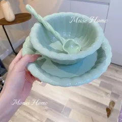 Bát Sứ Decor Hình Hoa Kèm Thìa Xoắn - Chén Ăn Dặm, Đựng Salad Sứ Cao Cấp Phong Cách Pháp Tiểu Thư 814381