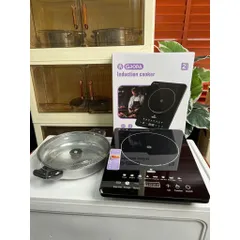 Bếp Từ Đơn GROPA Cao Cấp - Bếp Điện Từ Cảm Ứng Mặt Kính Chịu Nhiệt Kèm Nồi Lẩu Chống Dính Tiện Lợ 814384