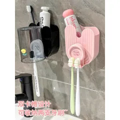 Bộ Kệ Để Bàn Chải Đánh Răng Kèm Cốc Úp Ngược Dán Tường Tiện Lợi, Kệ Treo Phòng Tắm Gọn Gàng Phong Cách Hàn Quốc 814386